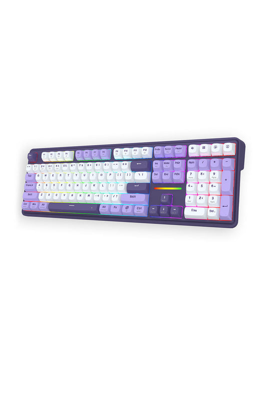 REDRAGON - Redragon K745WP RGB PRO ANTONIUM Blue/Purple 108 Keys Gasket Tri-Mode Mechanical Keyboard - white-purple