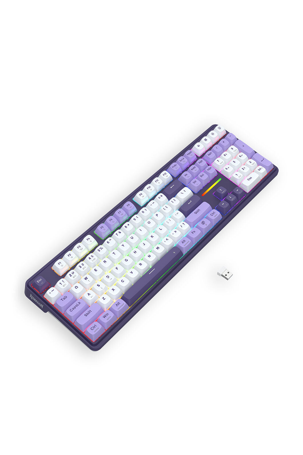 REDRAGON - Redragon K745WP RGB PRO ANTONIUM Blue/Purple 108 Keys Gasket Tri-Mode Mechanical Keyboard - white-purple