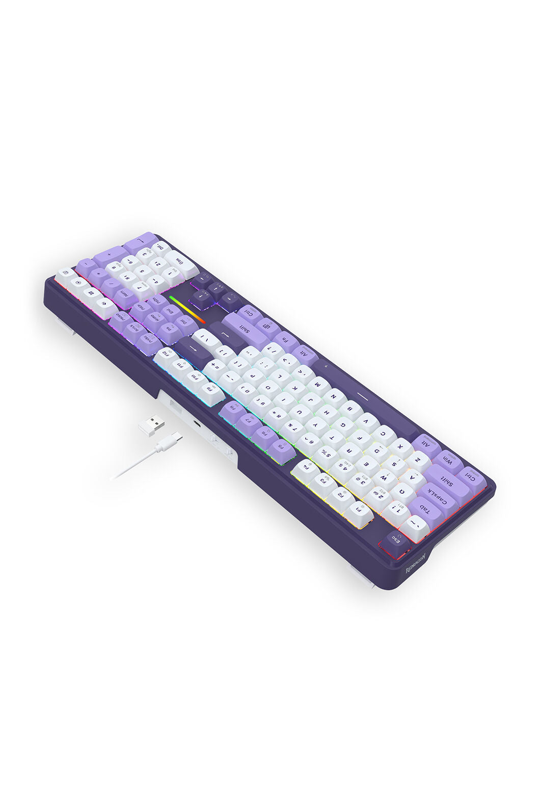 REDRAGON - Redragon K745WP RGB PRO ANTONIUM Blue/Purple 108 Keys Gasket Tri-Mode Mechanical Keyboard - white-purple