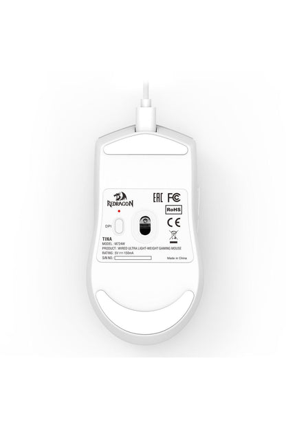 REDRAGON - Redragon M724W Throne White Ultra-Light Wired Gaming Mouse - white