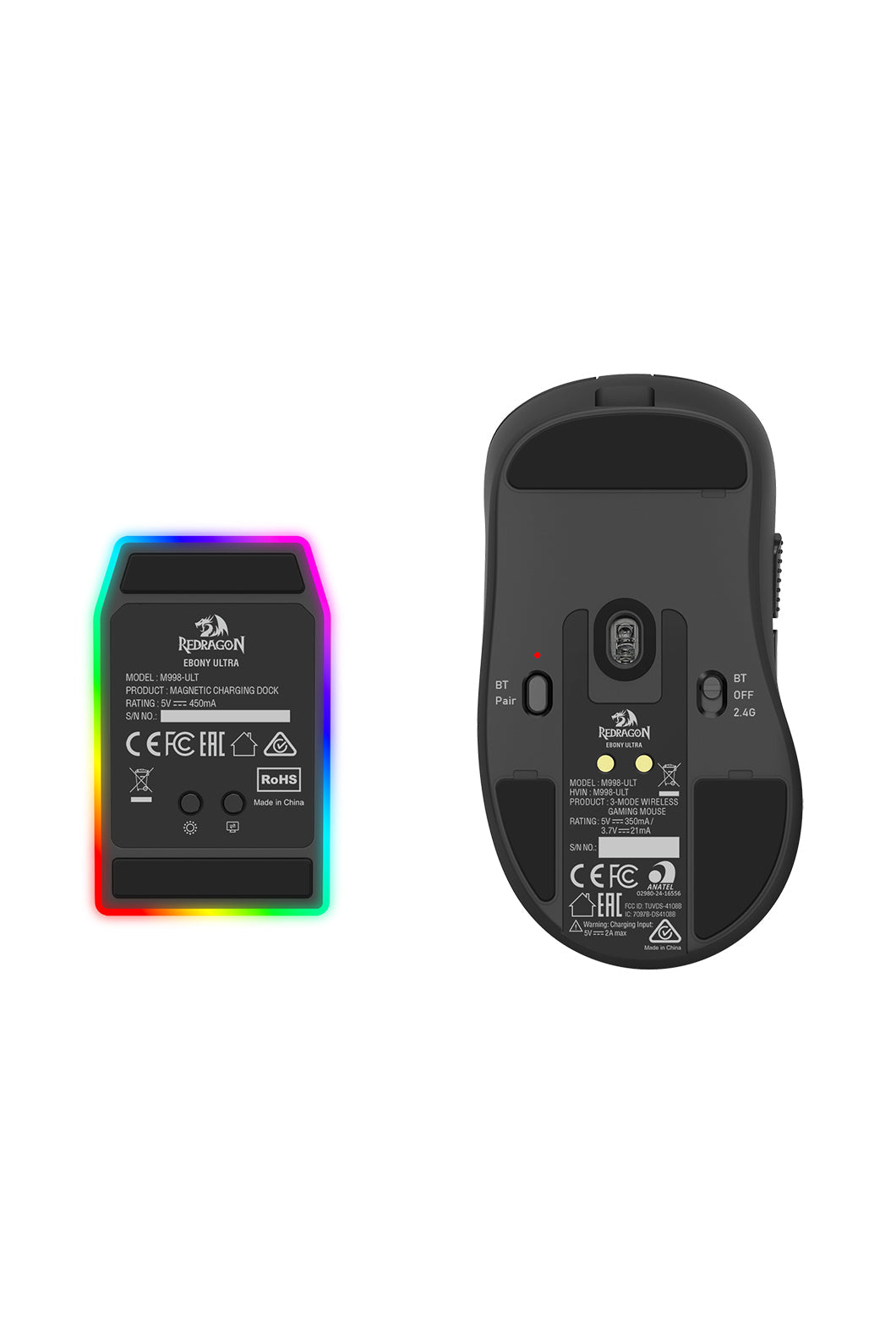 REDRAGON - Redragon M998-ULT Ebony Dual 8K Mouse - black