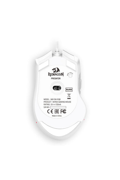 REDRAGON - Redragon M612W Predator Gaming Mouse Wired RGB Rapid Fire - white