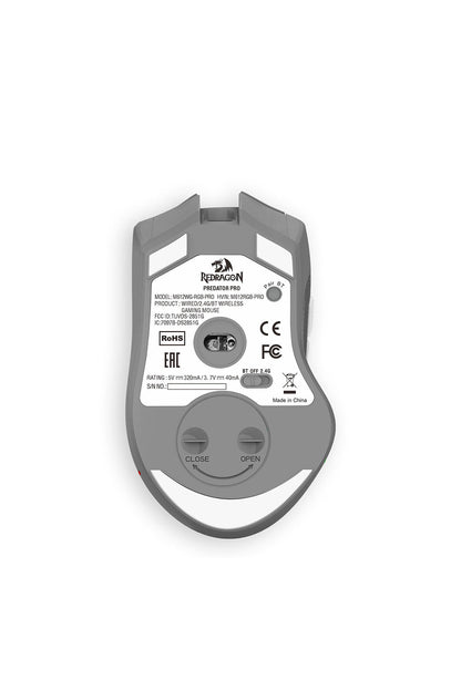 REDRAGON - Redragon Predator M612WG Pro Mouse Tri-Mode Wireless RGB Programable - white-grey